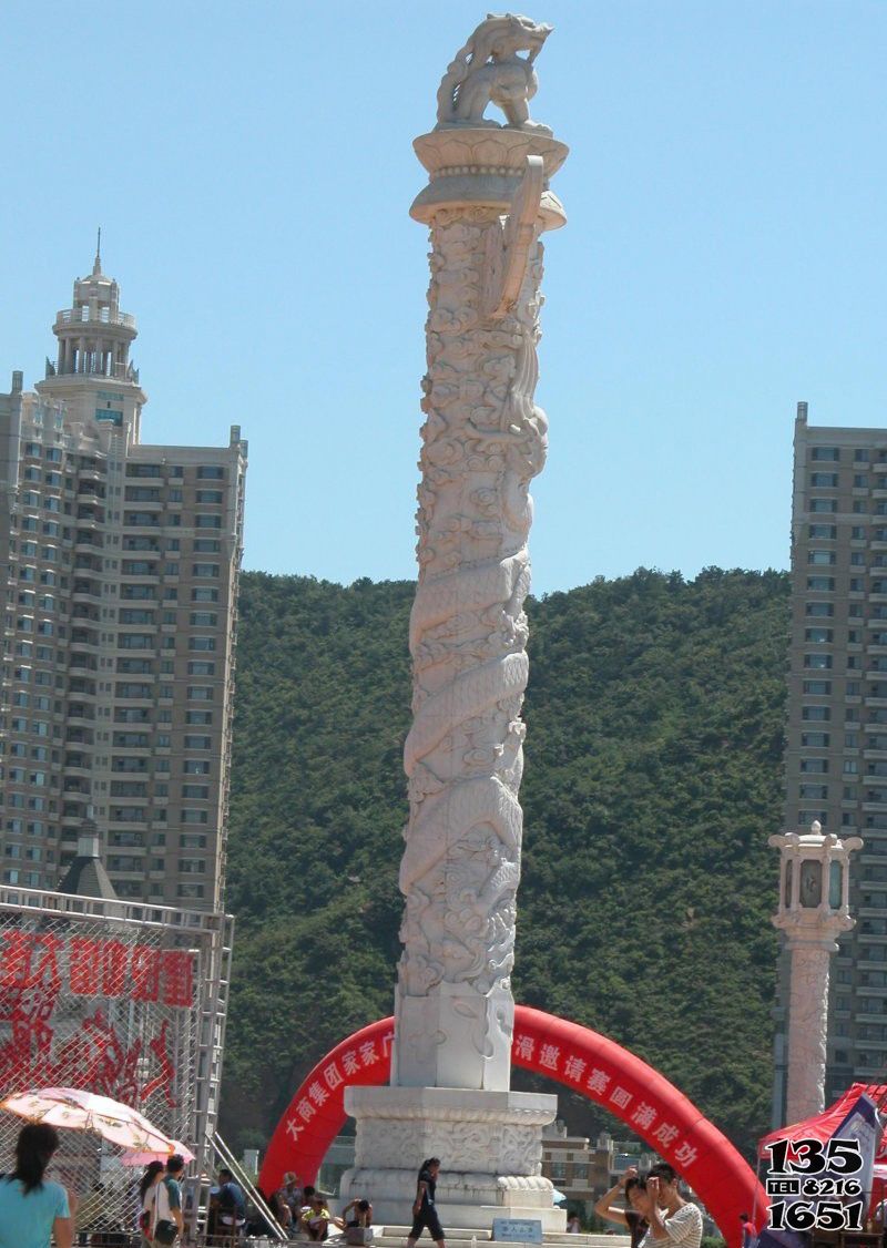 龙柱雕塑-大理石家具广场雕刻龙柱摆件高清图片