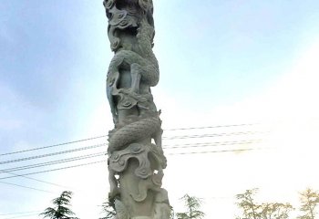 龙柱雕塑-公园广场摆放浮雕龙柱石雕