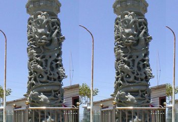 龙柱雕塑-景区景观大理青石镂空雕刻龙柱雕塑