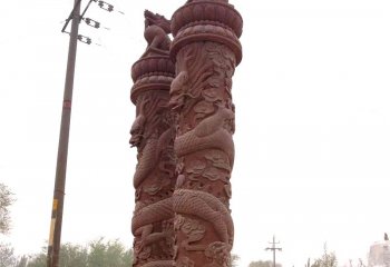 龙柱雕塑-寺庙景区摆放水刀雕刻石头龙柱