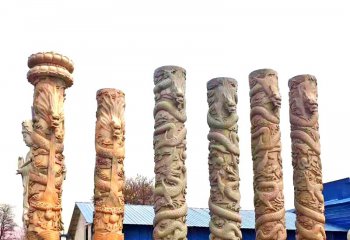 龙柱雕塑-晚霞红景点广场摆放中国龙柱摆件