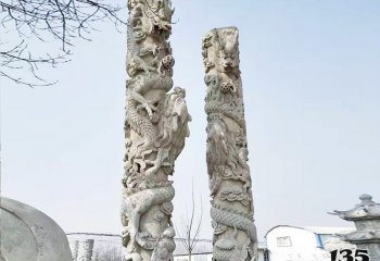 龙柱雕塑-圆明园景区摆放石雕龙柱