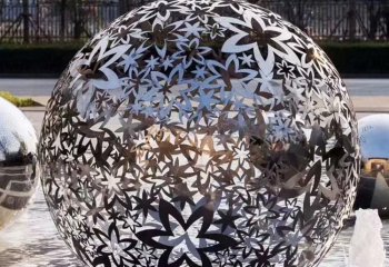镂空球雕塑-公寓白钢树叶公园镂空球雕塑