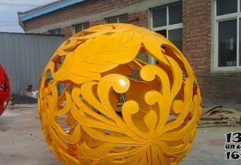 镂空球雕塑-公园创意不锈钢蝴蝶镂空球雕塑