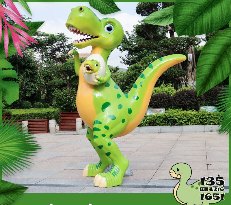 恐龙雕塑-霸王龙户外园林玻璃钢卡通恐龙雕塑高清图片