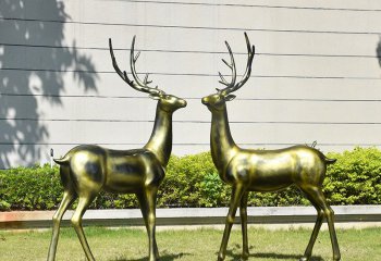 鹿雕塑-户外草坪不锈钢喷漆烤漆创意不锈钢鹿雕塑