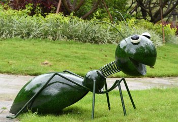 蚂蚁雕塑-学校校区室外绿色落尾玻璃钢蚂蚁雕塑