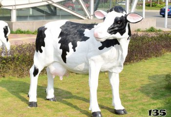 牛雕塑-农场一只大号玻璃钢母牛雕塑