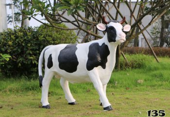 牛雕塑-农场一只小号玻璃钢公牛雕塑