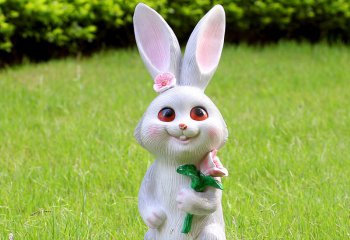 兔子雕塑-动物园摆放一只呆萌的树脂兔子雕塑