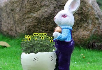 兔子雕塑-公园景观摆件一个兔子玻璃钢雕塑