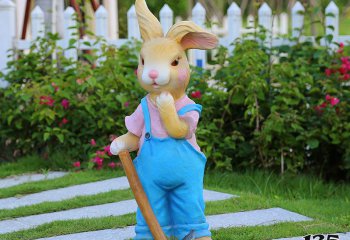 兔子雕塑-花园摆放一只忙碌的玻璃钢兔子雕塑