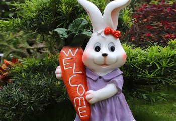 兔子雕塑-酒店摆放一只欢迎光临玻璃钢兔子雕塑