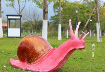 蜗牛雕塑-公园摆放的玫红色的玻璃钢创意蜗牛雕塑