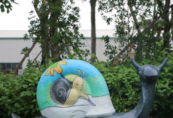 蜗牛雕塑-公园摆放的大号的玻璃钢仿真蜗牛雕塑