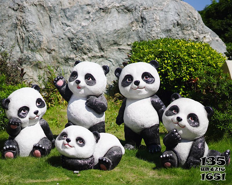 熊猫雕塑- 城市公园摆放五只福娃玻璃钢熊猫雕塑