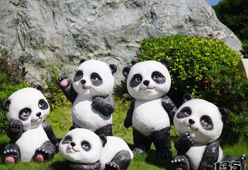 熊猫雕塑- 城市公园摆放五只福娃玻璃钢熊猫雕塑