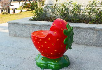 桌椅雕塑-商场室内摆放玻璃钢草莓水果休闲座椅