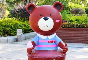 座椅雕塑-玻璃钢卡通布朗熊休闲座椅雕塑户外幼儿园美陈景观装饰摆件