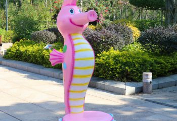 座椅雕塑-海洋馆玻璃钢粉红海马动物休闲座椅雕塑