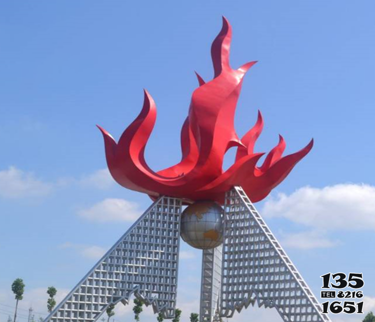 火炬雕塑-公园广场创意火苗燃烧玻璃钢火炬雕塑高清图片