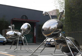 蚂蚁雕塑-城市小区抛光镜面不锈钢蚂蚁雕塑