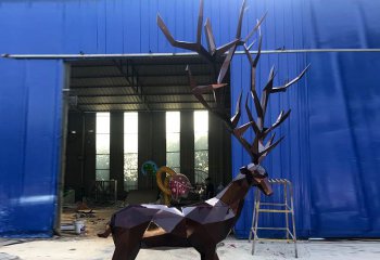 梅花鹿雕塑-公园大型动物景观梅花鹿雕塑