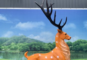 梅花鹿雕塑-户外大型仿真动物景观玻璃钢梅花鹿雕塑