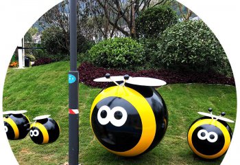 蜜蜂雕塑-学校儿童广场摆放卡通蜜蜂玻璃钢雕塑