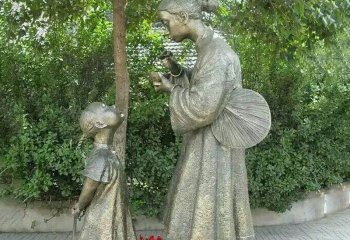 亲情雕塑-母亲喂饭公园人物铜雕亲情雕塑