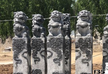 拴马柱雕塑-浮雕狮子祥云景区庭院门前摆放拴马柱