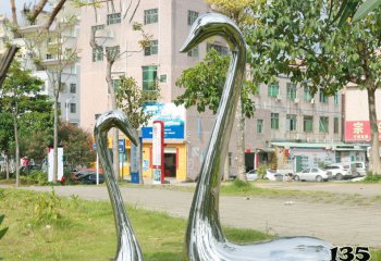 天鹅雕塑-公园不锈钢镜面抽象个性天鹅雕塑