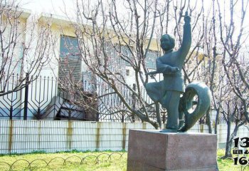 跳舞蹈雕塑-公园舞剑的老人人物青铜雕塑