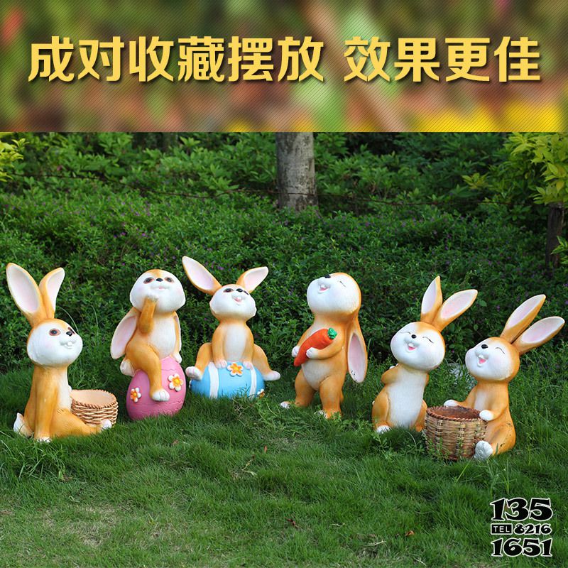 兔子雕塑-园林景观摆件一群玻璃钢兔子雕塑高清图片