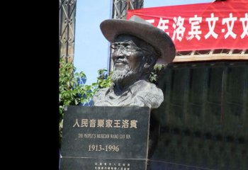 王洛宾雕塑-公园广场中国民族音乐家王洛宾青铜头像雕塑