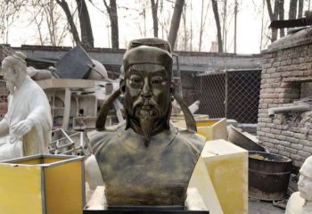 颜真卿雕塑-公园摆放玻璃钢仿铜唐代书法家颜真卿头像