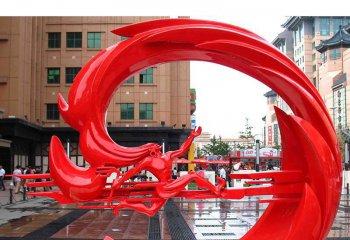 圆环雕塑-广场街道玻璃钢抽象运动创意圆环雕塑