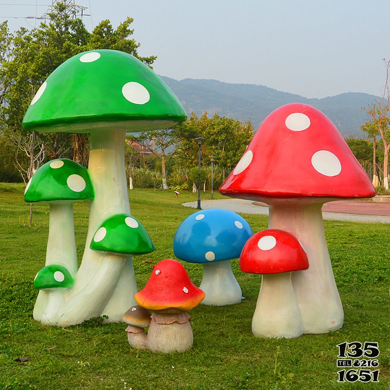蘑菇雕塑-玻璃钢卡通蘑菇装饰品园林摆件