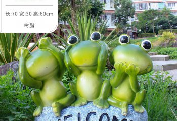 青蛙雕塑-草坪三只树脂创意青蛙雕塑
