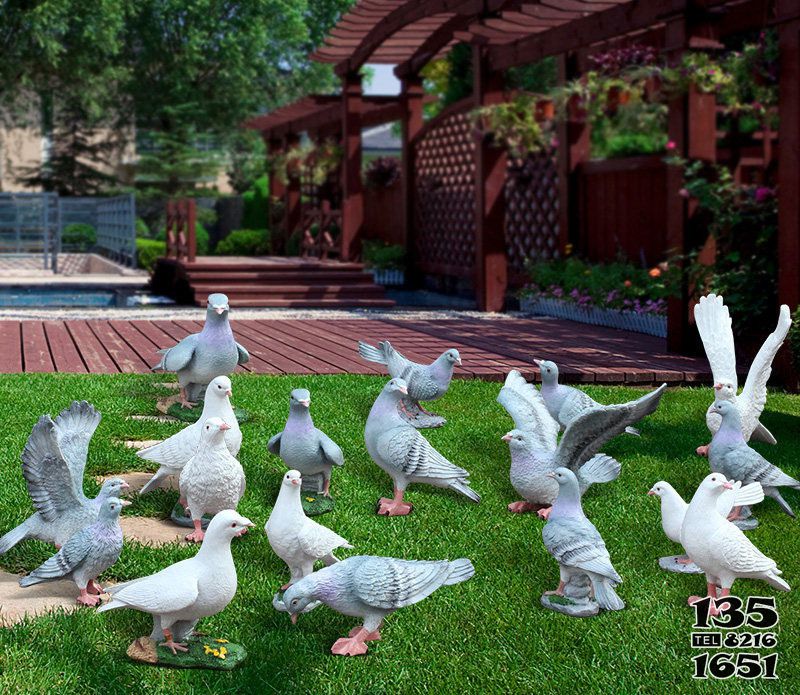 鸽子雕塑-公园草坪户外仿真动物玻璃钢树脂童趣鸽子雕塑