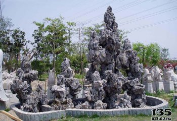 假山雕塑-庭院摆放灵璧石奇石假山雕塑