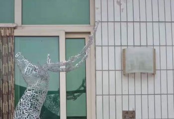 鹿雕塑-不锈钢镂空创意景观装饰品摆件鹿雕塑