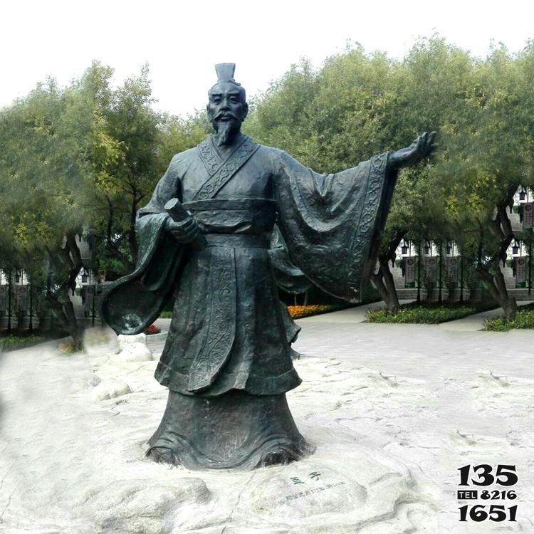孟子雕塑-公园历史名人战国时期著名思想家孟子铜雕塑像高清图片