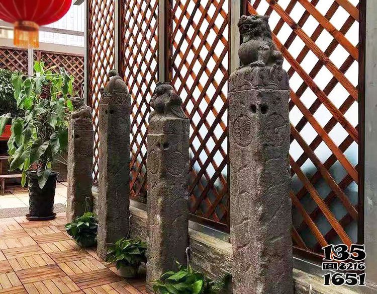 拴马柱雕塑-中式古建筑摆放四神兽拴马柱雕塑高清图片
