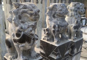 拴马柱雕塑-庭院门前摆放狮子招财拴马柱雕塑