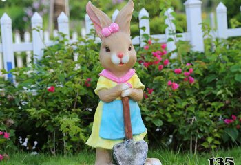 兔子雕塑-花园装饰一只玻璃钢彩绘兔子雕塑