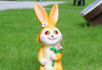 兔子雕塑-室内摆放一只黄色树脂兔子雕塑