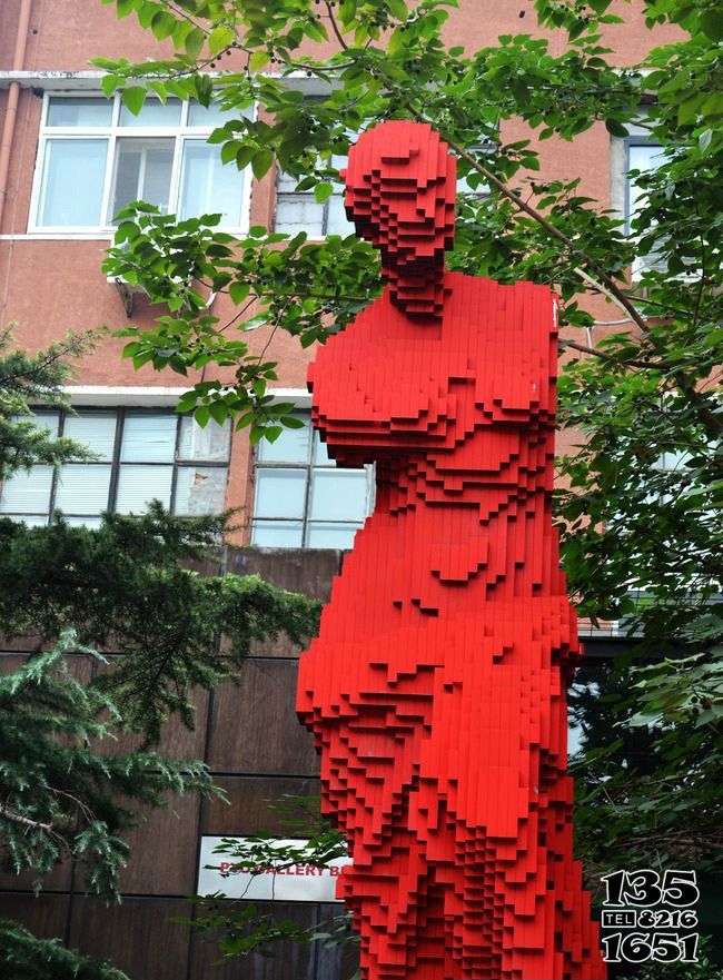 维纳斯雕塑-不锈钢抽象街边景观红色维纳斯雕塑高清图片