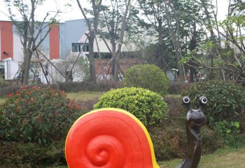 蜗牛雕塑-公园摆放的红色大眼睛玻璃钢彩绘蜗牛雕塑