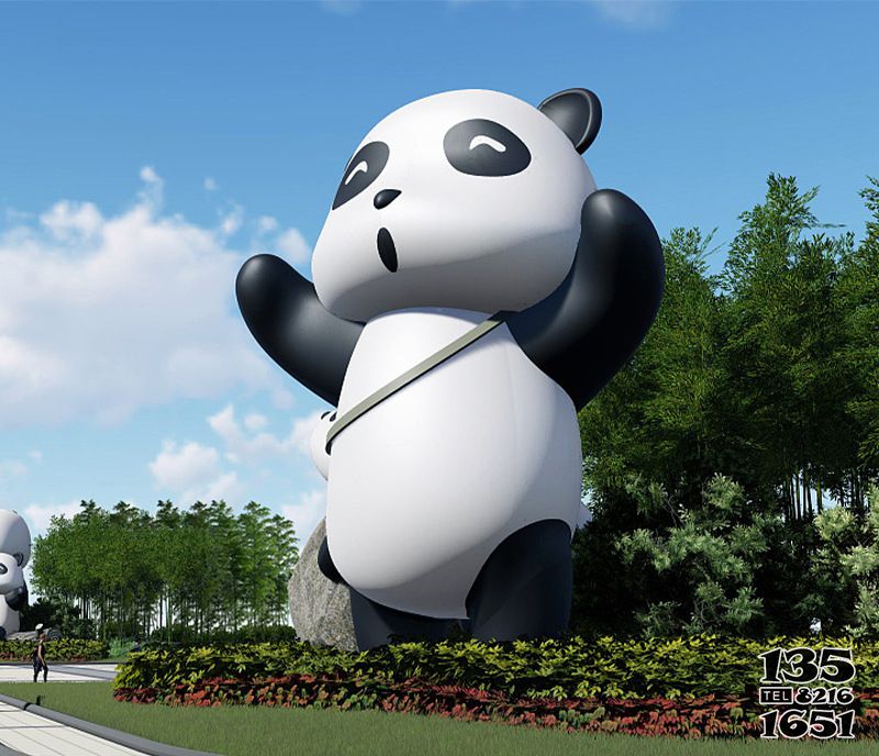 熊猫雕塑-小区广场花园摆放大型卡通彩绘玻璃钢熊猫雕塑高清图片